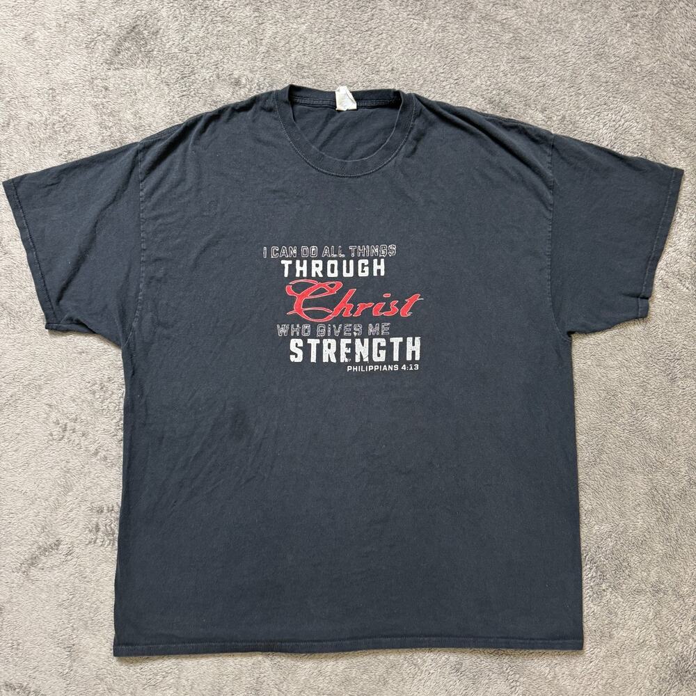 Vintage Jesus Christ Shirt Philippians 4:13 3XL Short Sleeve GIVE ME STRENGTH